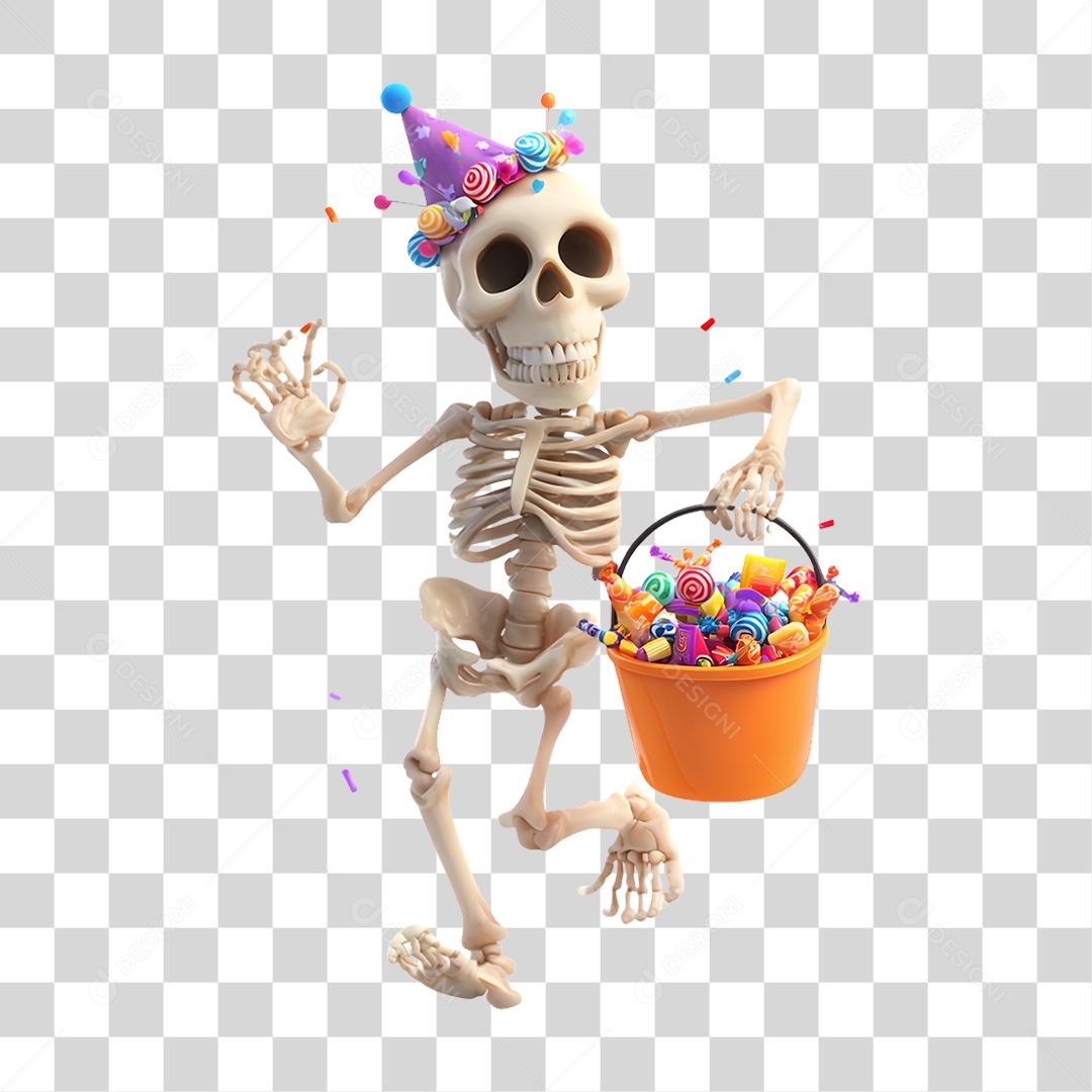 Decoração Esqueleto de Halloween PNG Transparente