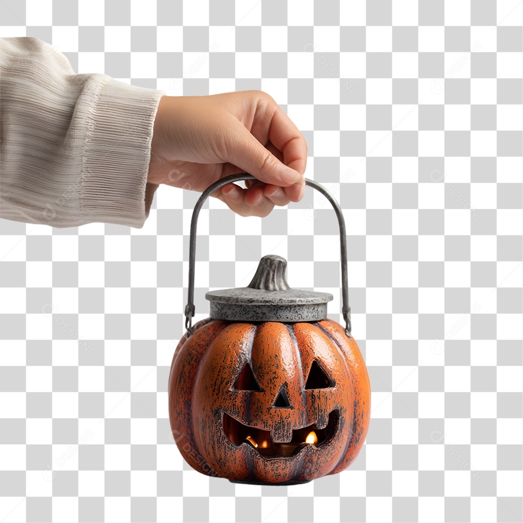 Decoração Vela Abóbora de Halloween PNG Transparente