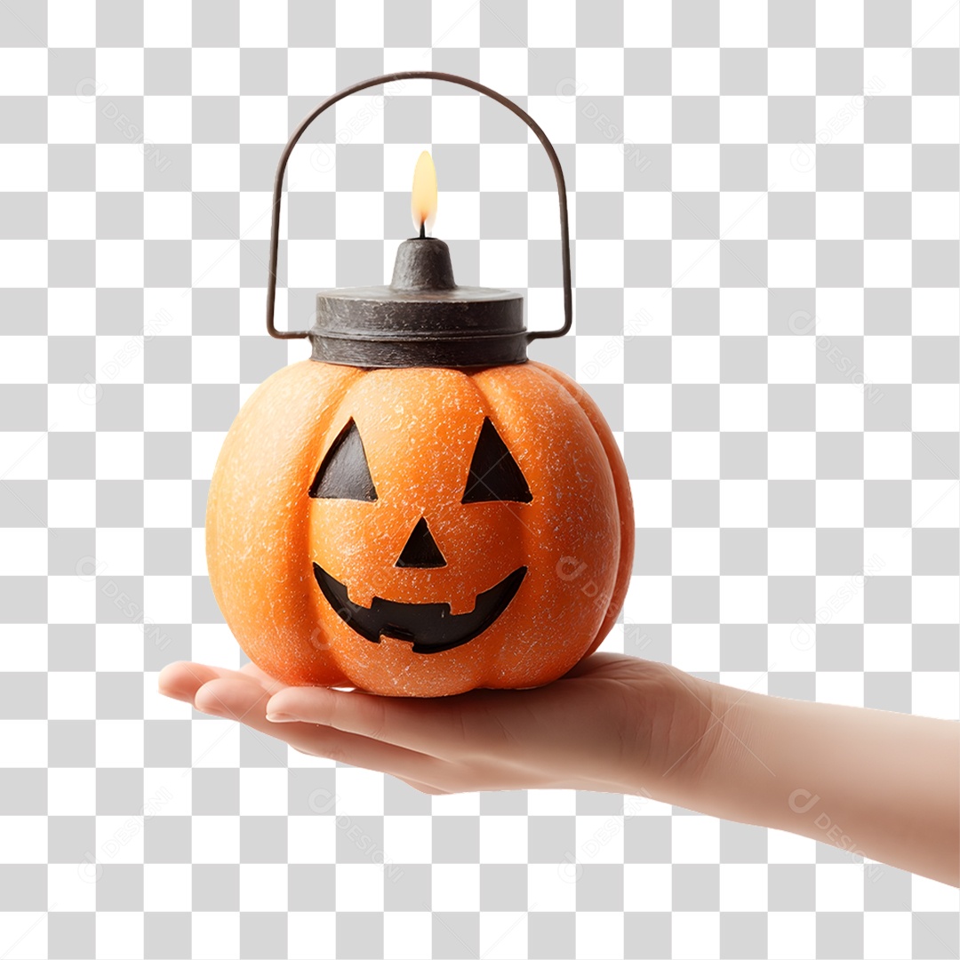 Decoração Vela Abóbora de Halloween PNG Transparente