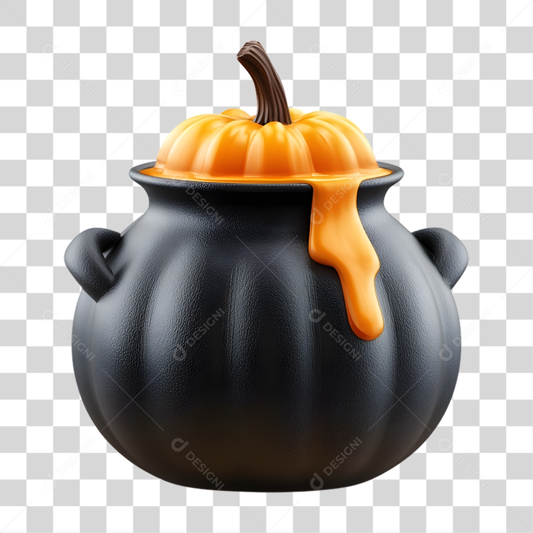 Decoração Caldeirão de Halloween PNG Transparente