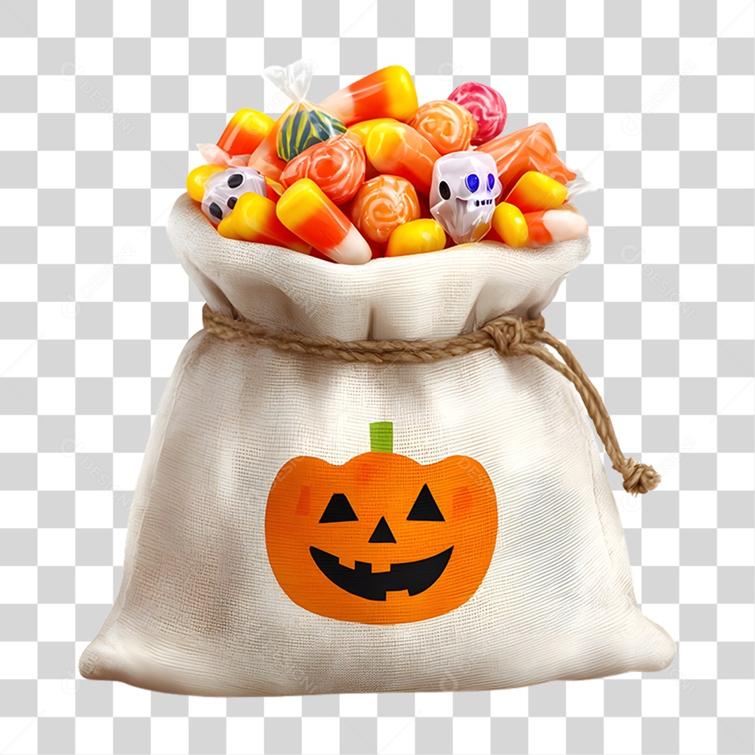 Saco de Balinhas Decoração de Halloween PNG Transparente
