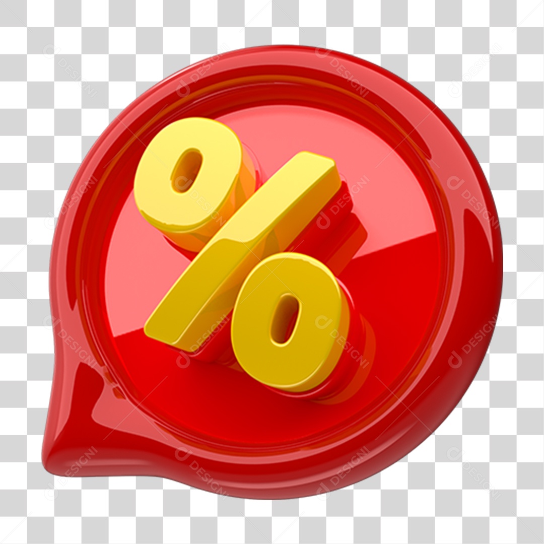 Elemento 3D Símbolo de Porcentagem PNG Transparente