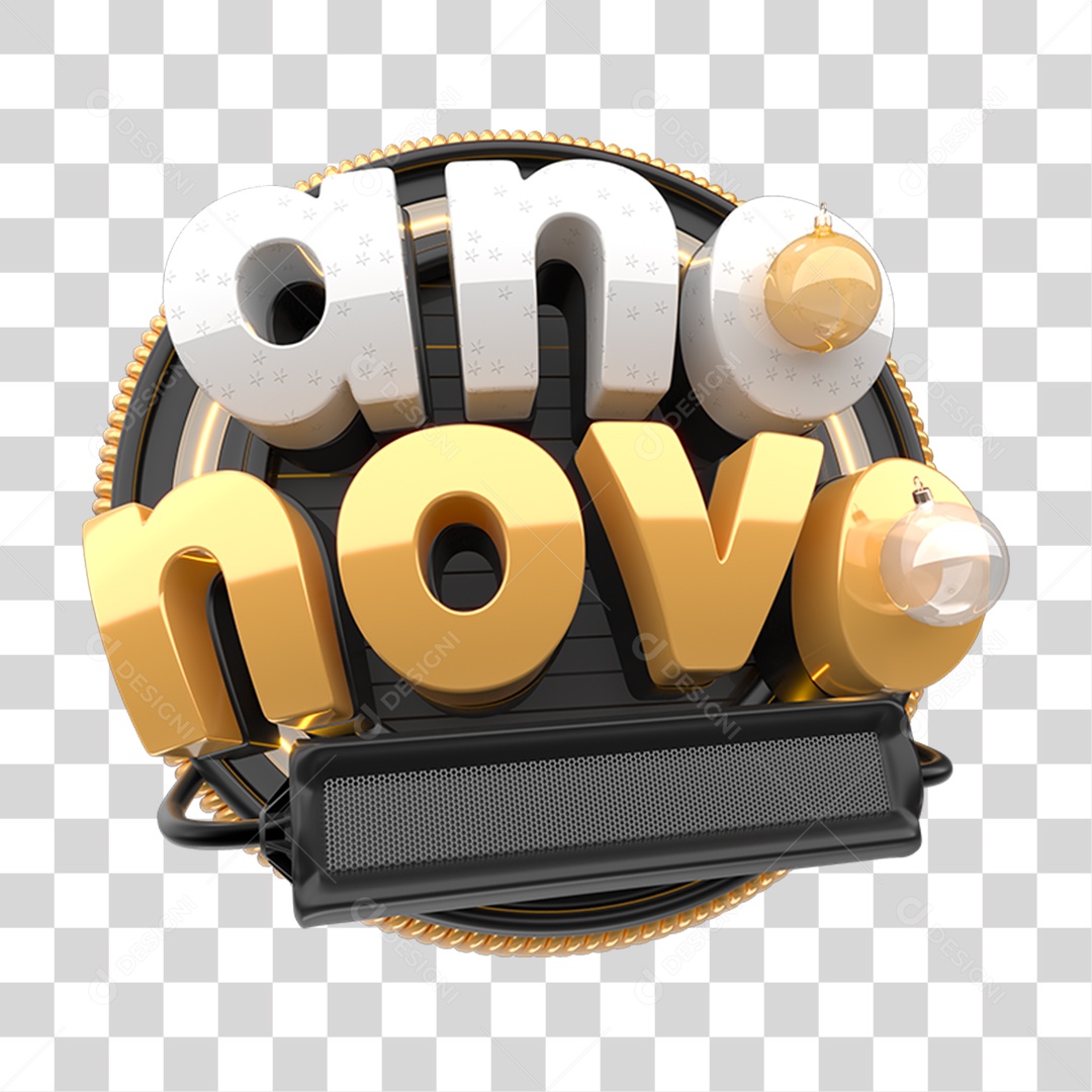Selo 3D Ano Novo PNG Transparente