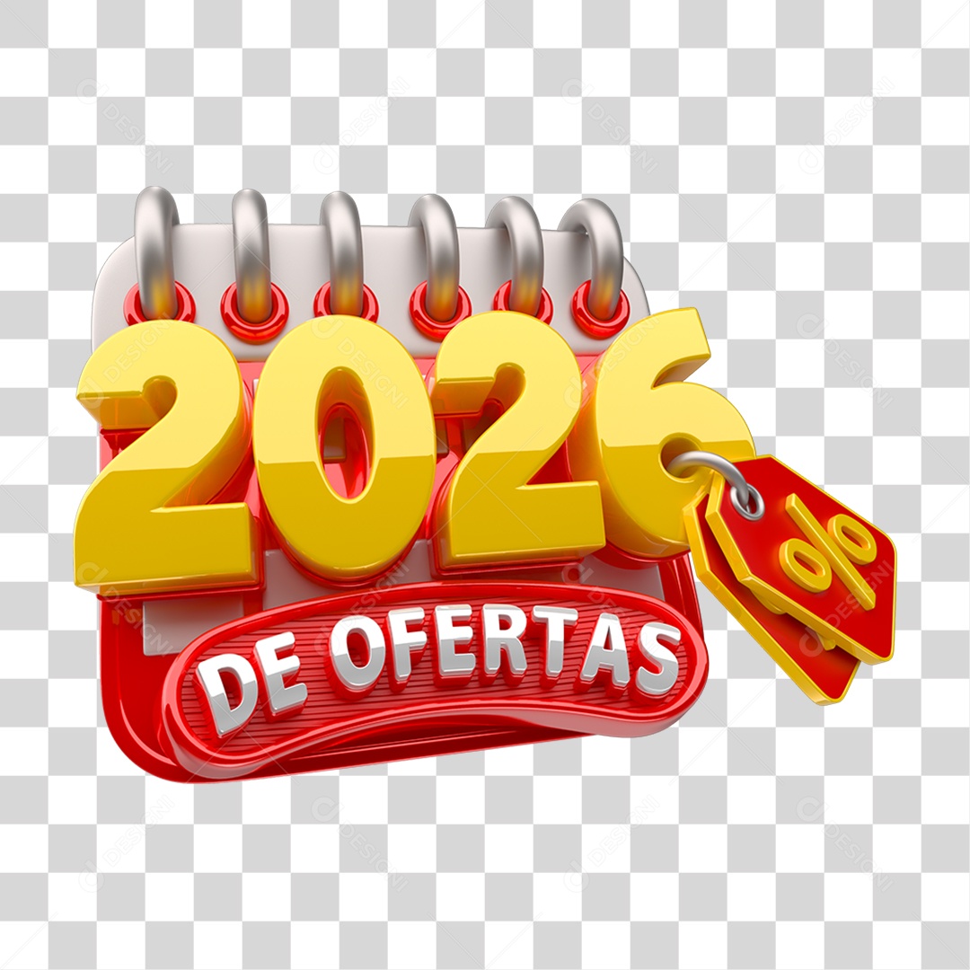 Selo 3D 2026 de Ofertas PNG Transparente
