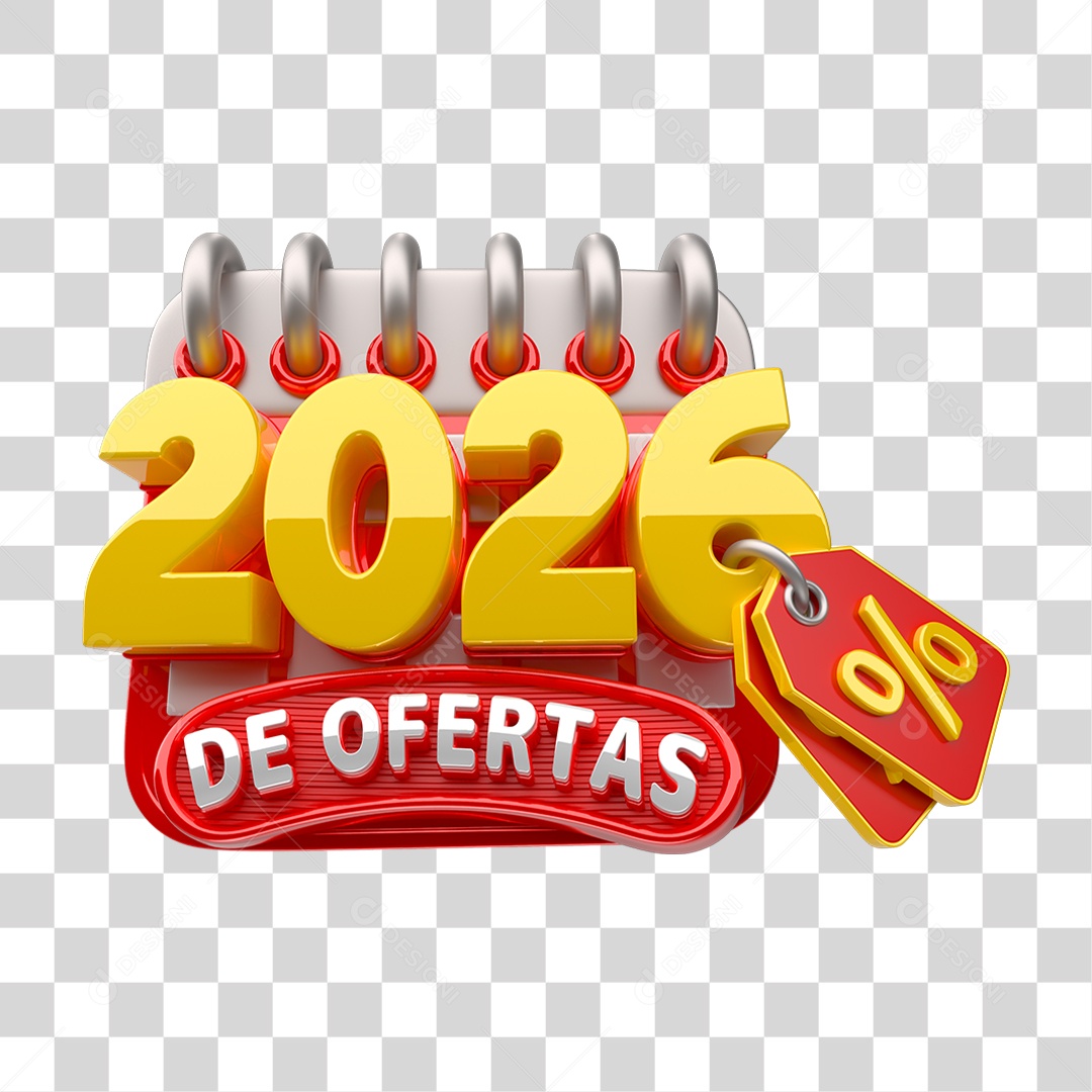 Selo 3D 2026 de Ofertas PNG Transparente
