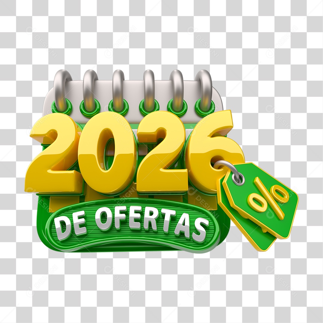 Selo 3D 2026 de Ofertas PNG Transparente