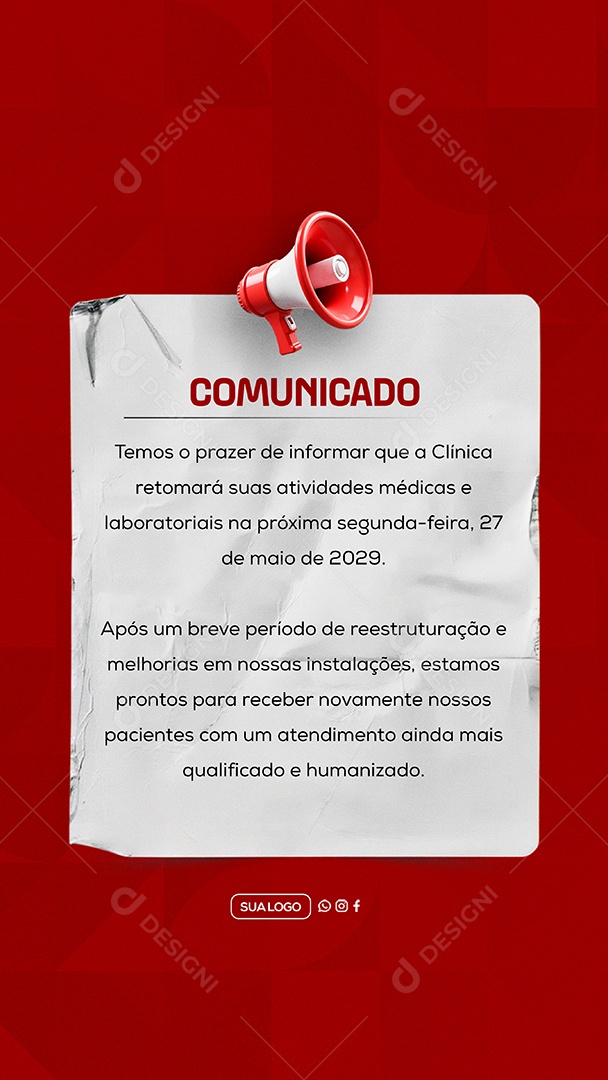 Story Comunicado Clinica Social Media PSD Editável