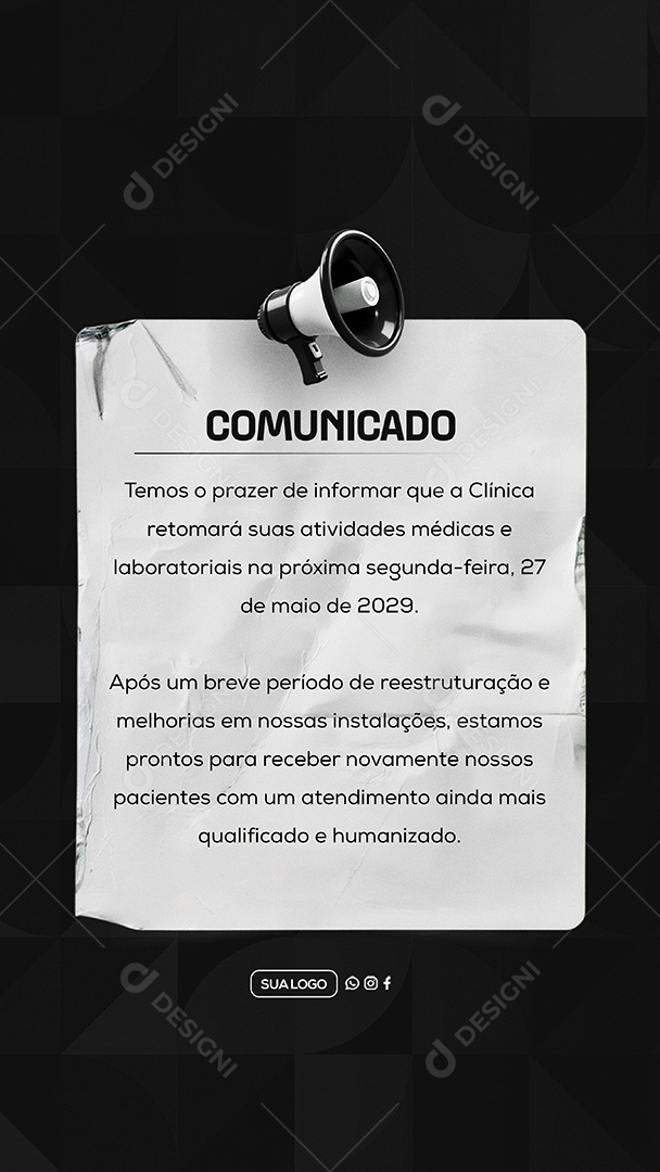 Story Comunicado Clinica Social Media PSD Editável