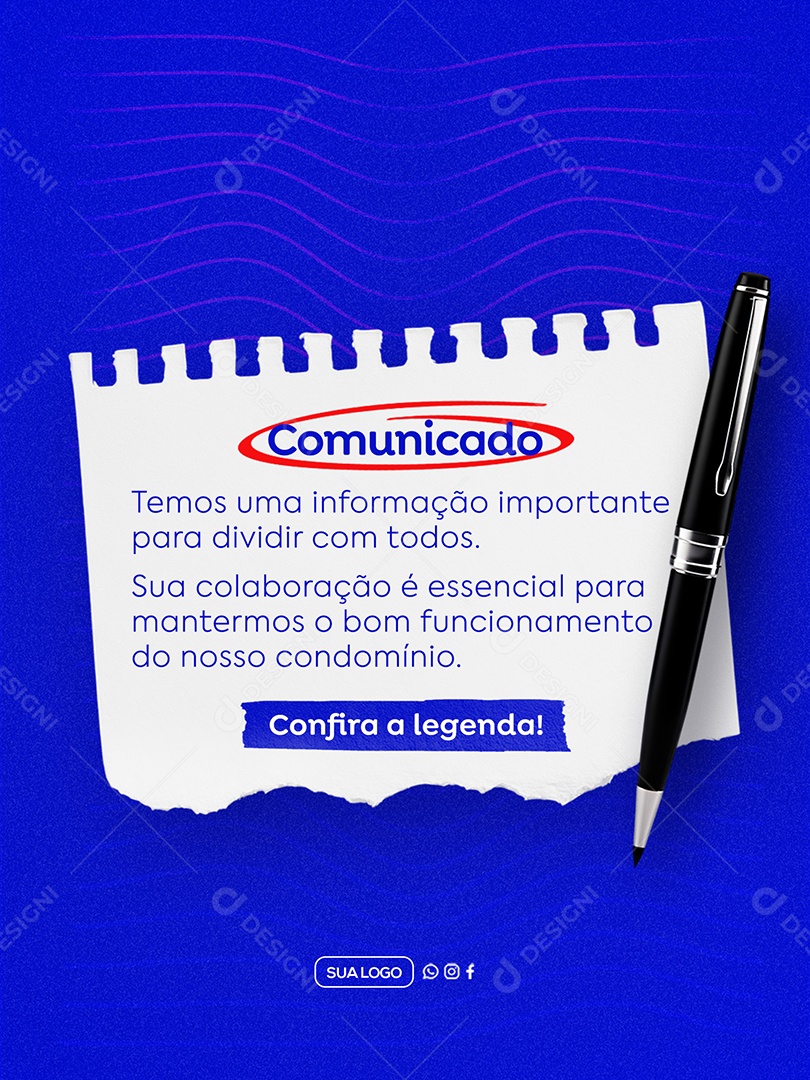 Comunicado Condômino Social Media PSD Editável