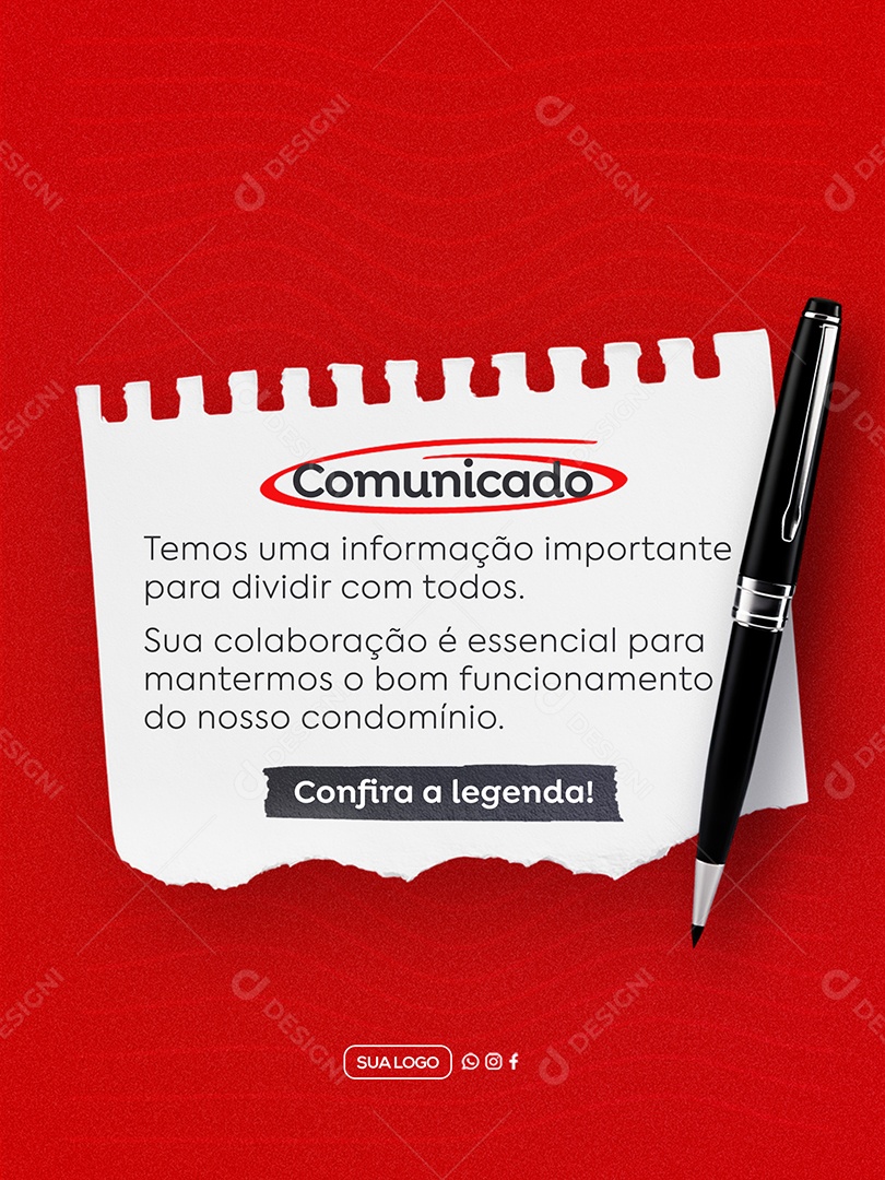 Comunicado Condômino Social Media PSD Editável