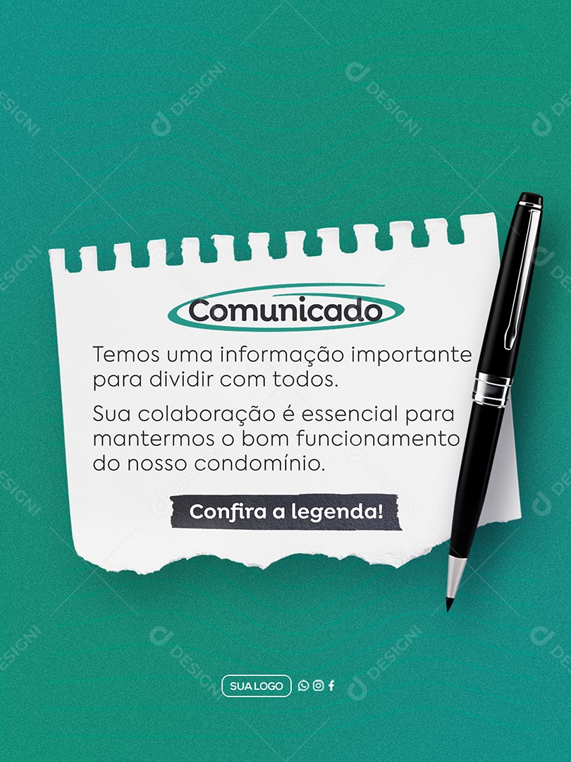 Comunicado Condômino Social Media PSD Editável