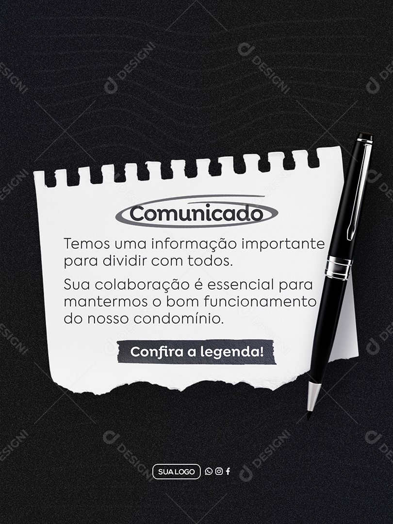 Comunicado Condômino Social Media PSD Editável