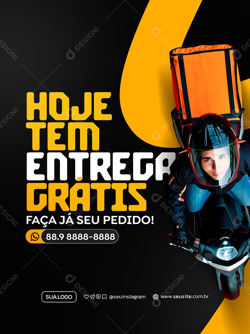 Delivery Entrega Grátis Social Media PSD Editável