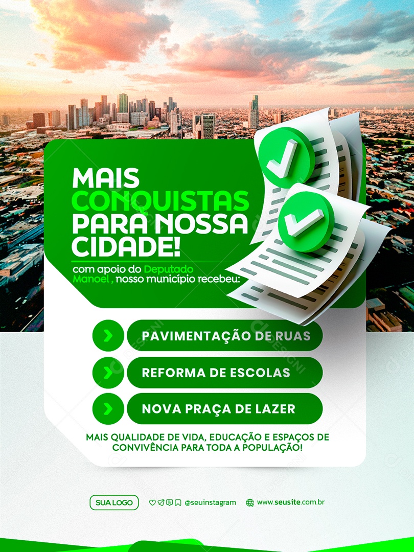 Mais Uma Conquista Prefeitura Social Media PSD Editável