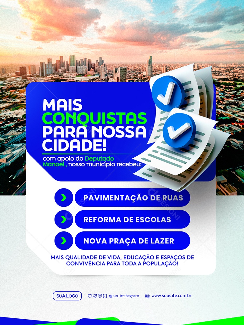 Mais Uma Conquista Prefeitura Social Media PSD Editável