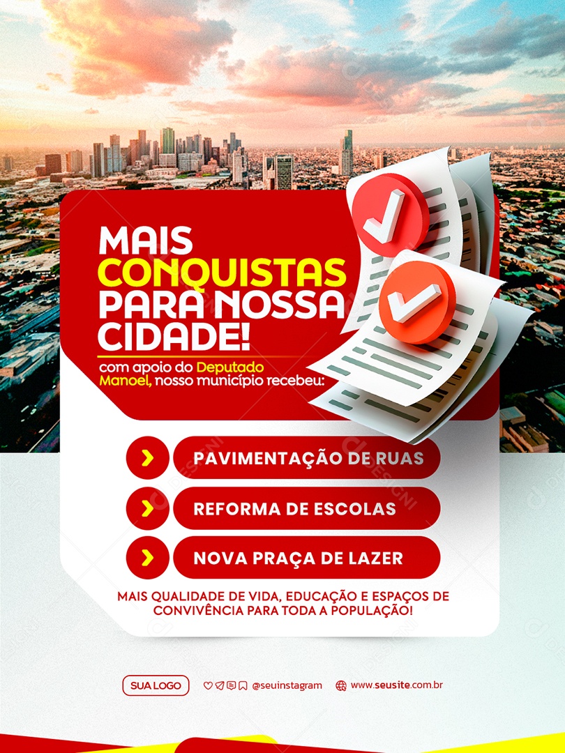 Mais Uma Conquista Prefeitura Social Media PSD Editável