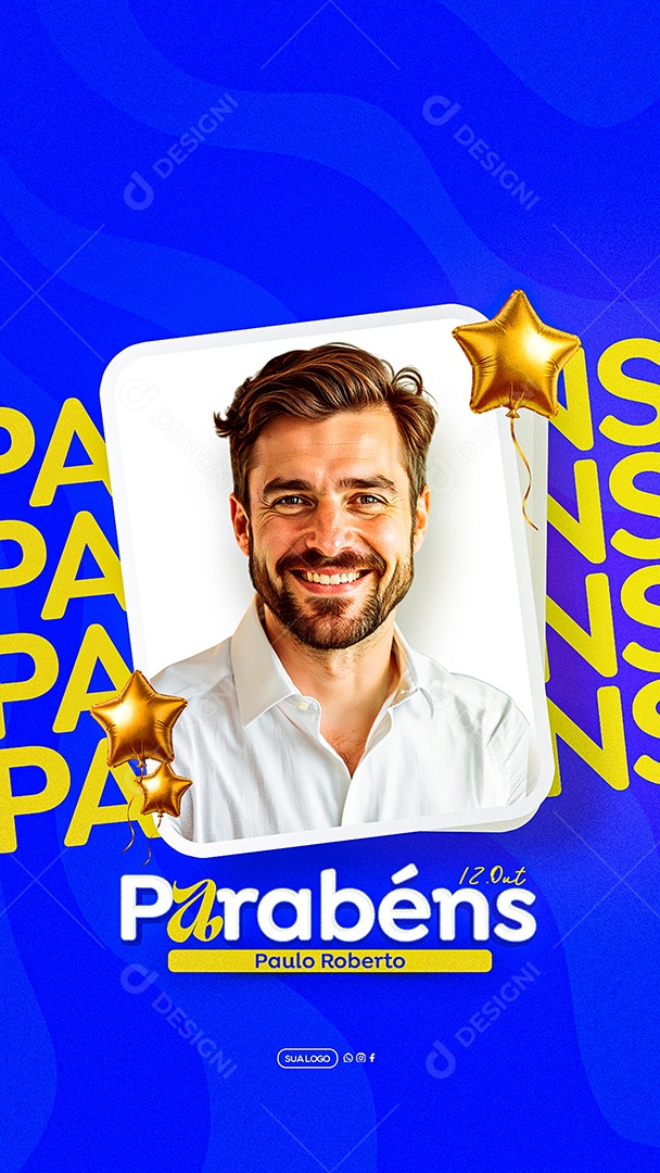 Story Feliz Aniversário Parabéns Paulo Roberto Social Media PSD Editável