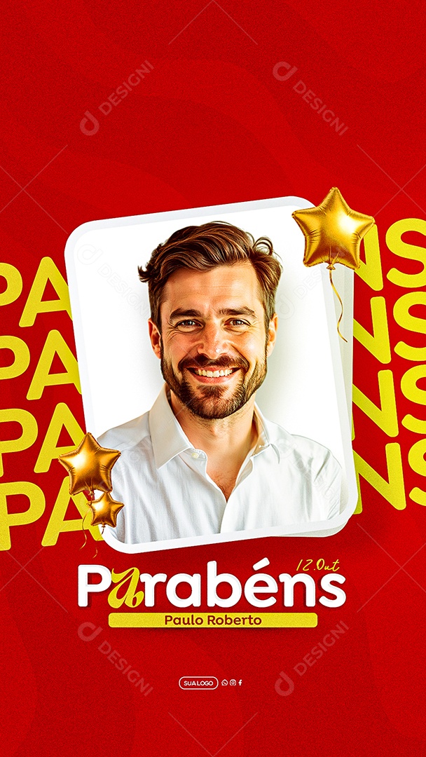 Story Feliz Aniversário Parabéns Paulo Roberto Social Media PSD Editável