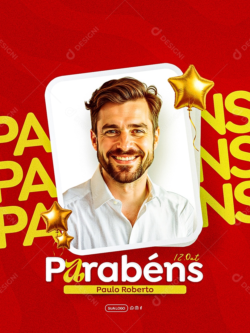 Feliz Aniversário Parabéns Paulo Roberto Social Media PSD Editável