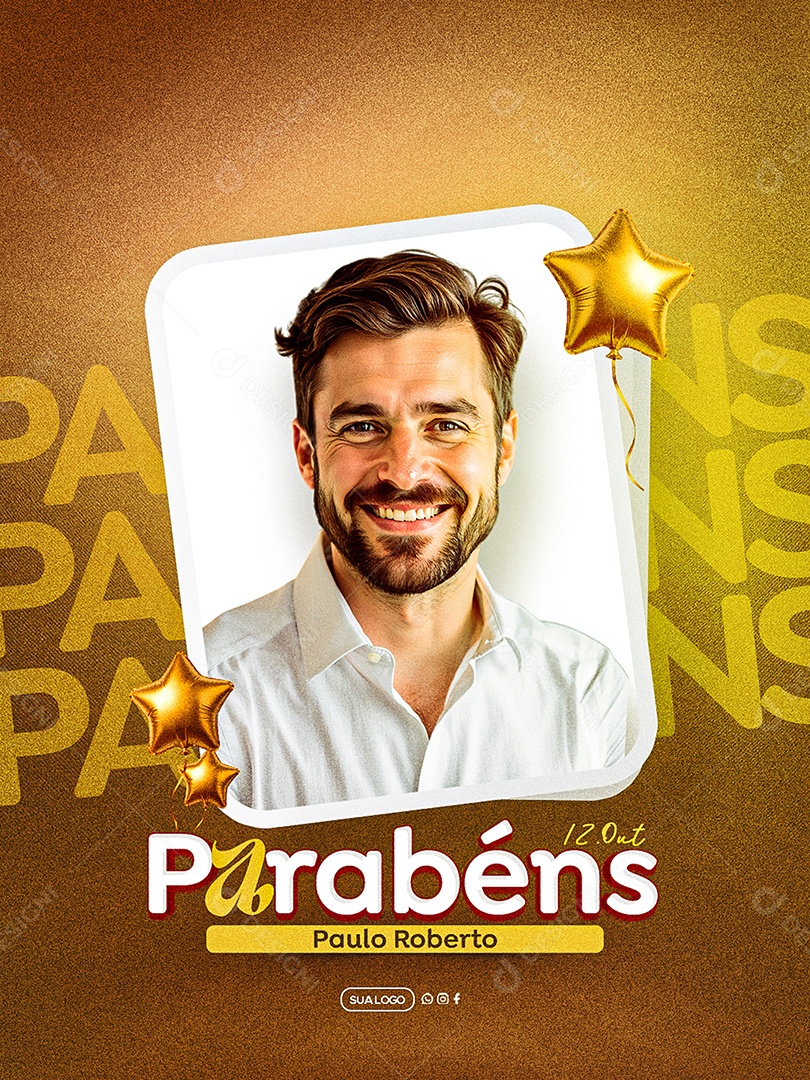 Feliz Aniversário Parabéns Paulo Roberto Social Media PSD Editável