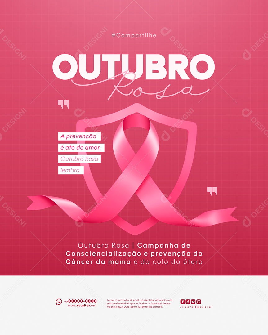 Outubro Rosa Campanha de Consciencialização e Prevenção do Câncer da Mama e do Colo do Útero Ato de Amor Social Media PSD Editável