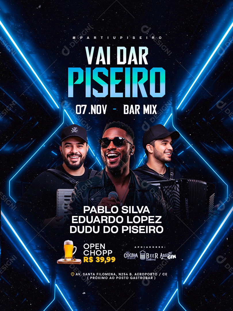 Flyer Próximos Shows Vai Dar Piseiro Social Media PSD Editável