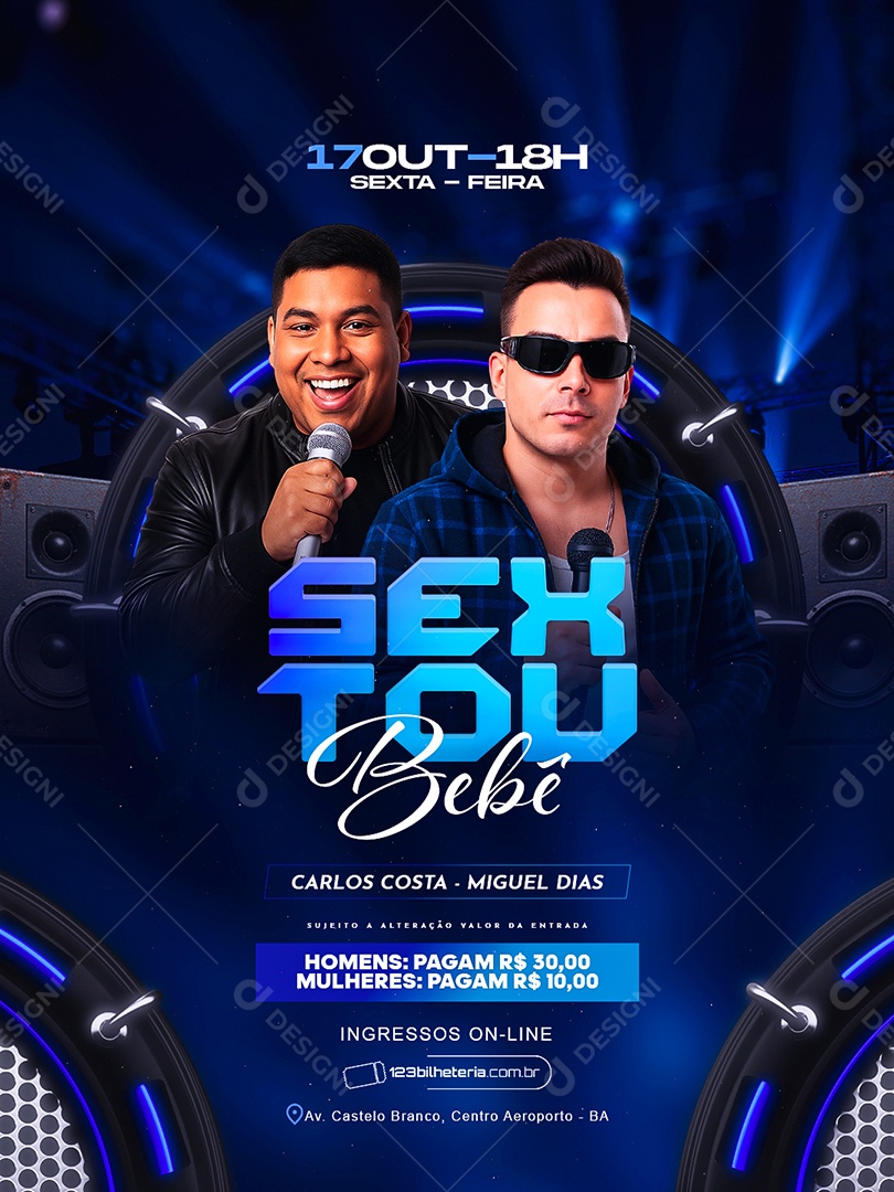 Flyer Próximos Shows Sextou Bebê Social Media PSD Editável