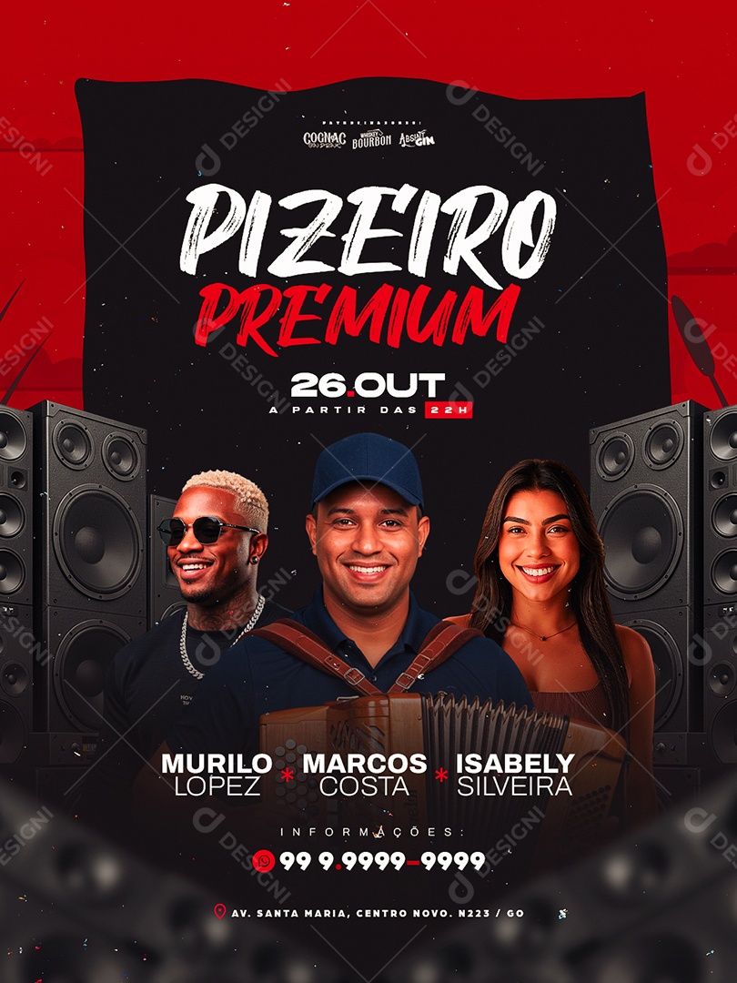 Flyer Próximos Shows Pizeiro Premium Social Media PSD Editável
