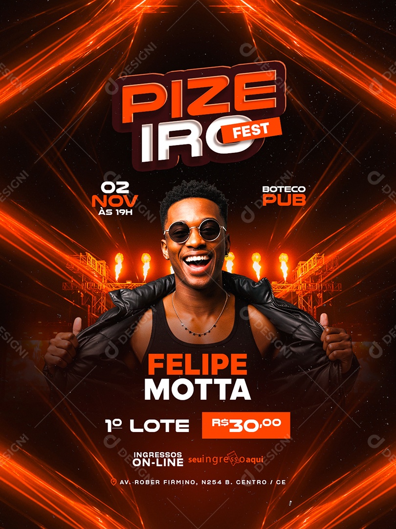 Flyer Próximos Shows Pizeiro Fest Social Media PSD Editável