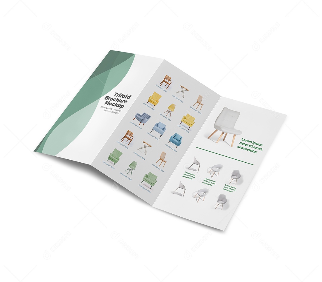 Folhetos de Três Dobras Mockup PSD Editável