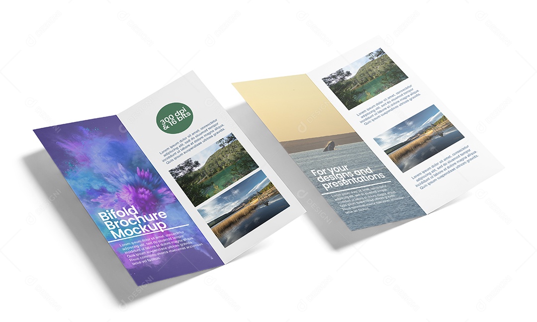Folhetos de Três Dobras Mockup PSD Editável