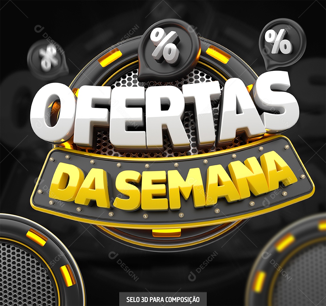 Ofertas da Semana Selo 3D para Composição PSD