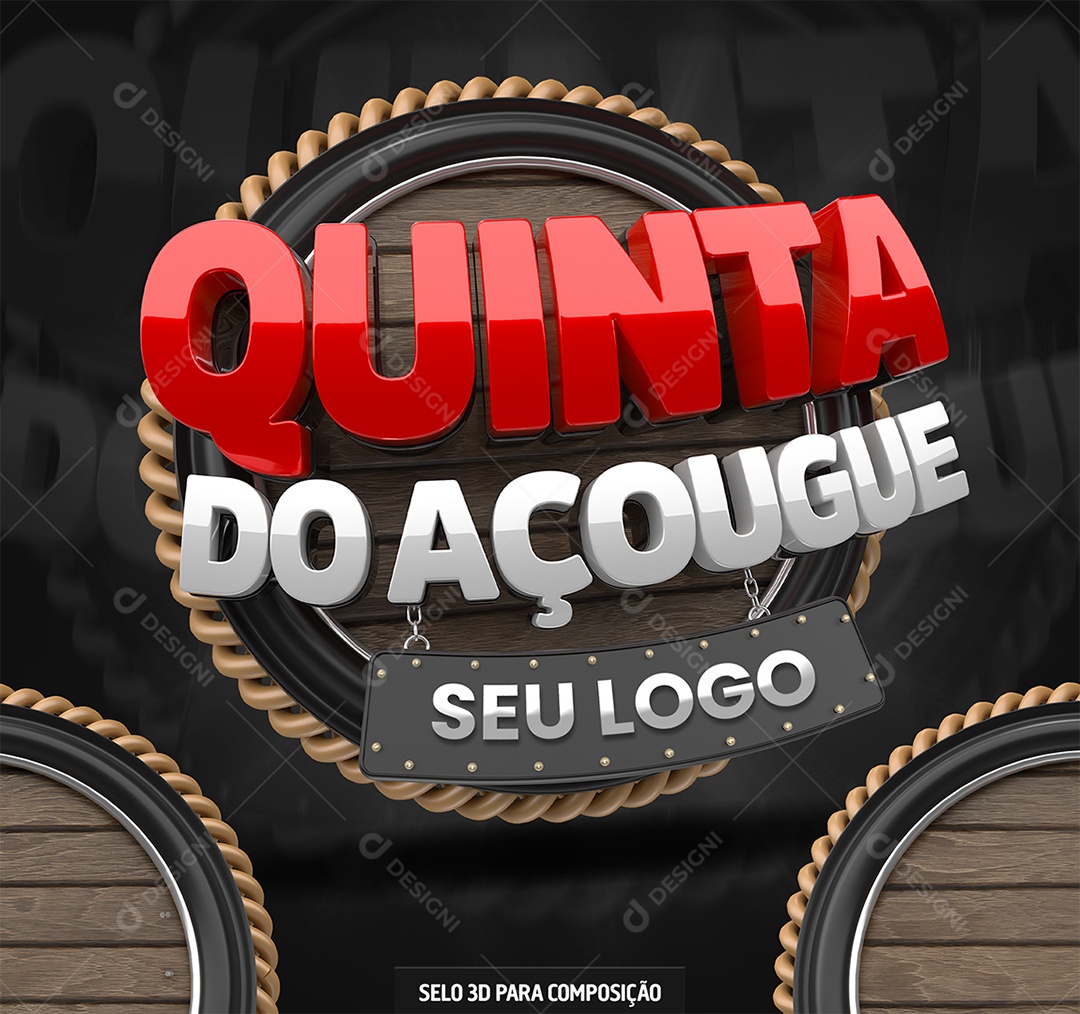 Quinta do Açougue Selo 3D para Composição PSD