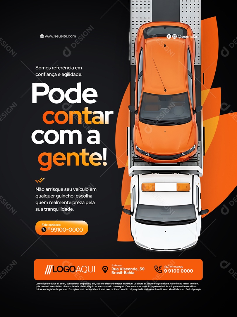 Reboque Guincho Pode Contar com a Gente Social Media PSD Editável