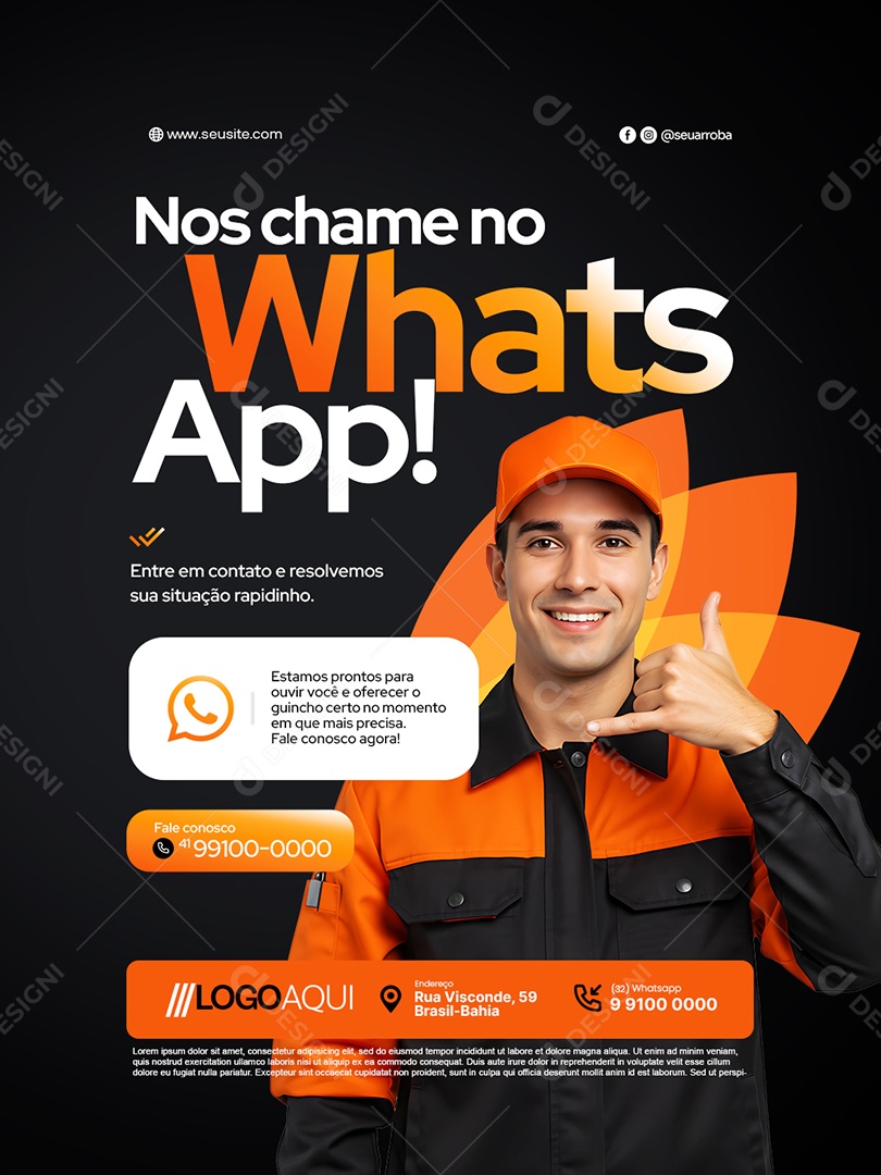 Reboque Guincho Nos Chame no WhatsApp Social Media PSD Editável