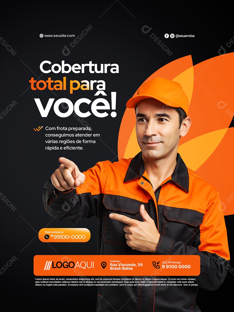 Reboque Guincho Cobertura Total para Você Social Media PSD Editável