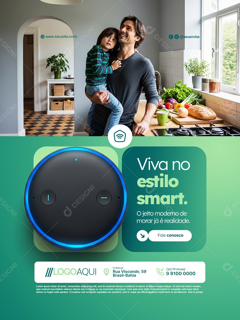 Casa Inteligente Viva no Estilo Smart Social Media PSD Editável