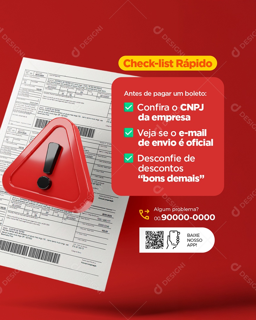 Boletos Checklist Rápido Social Media PSD Editável