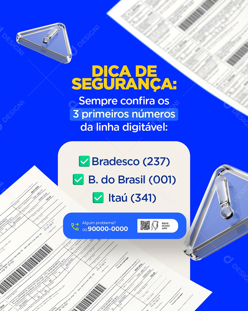 Boletos Dica de Segurança Social Media PSD Editável