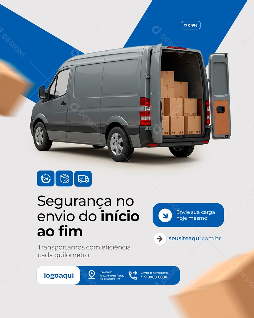 Transportadora Segurança no Envio do Início ao Fim Social Media PSD Editável