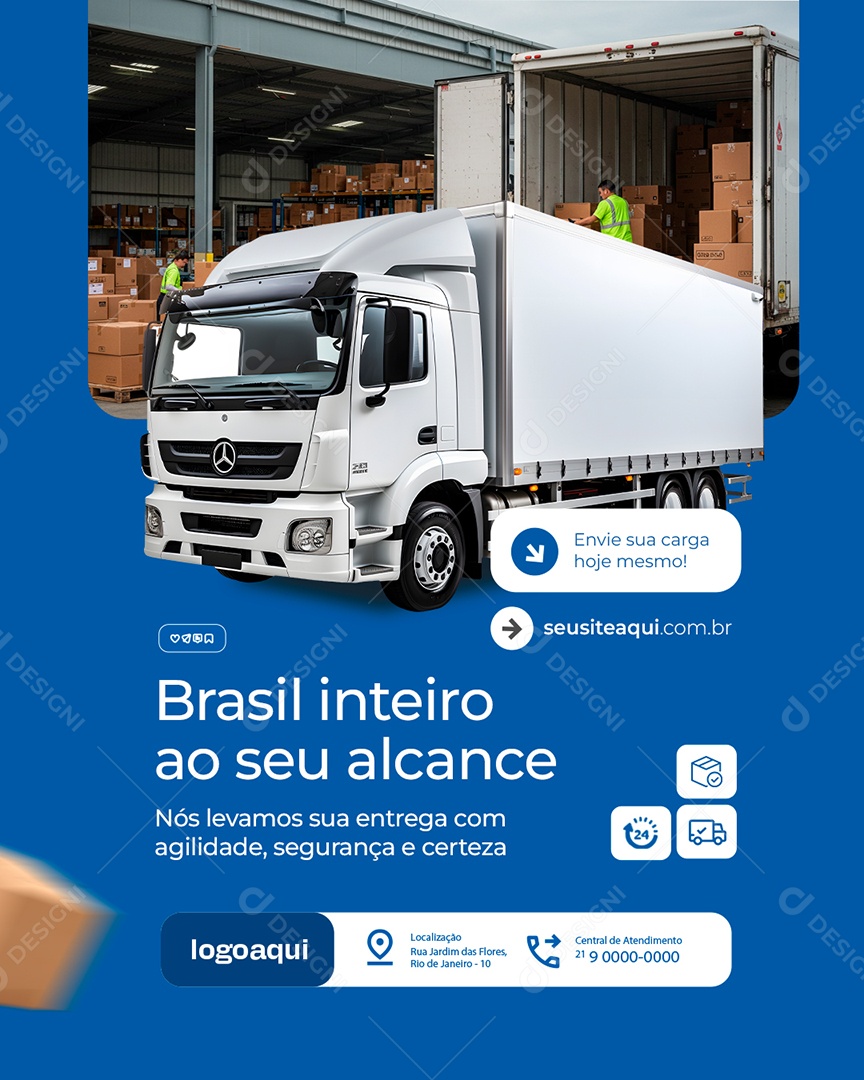 Transportadora Brasil Inteiro ao Seu Alcance Social Media PSD Editável