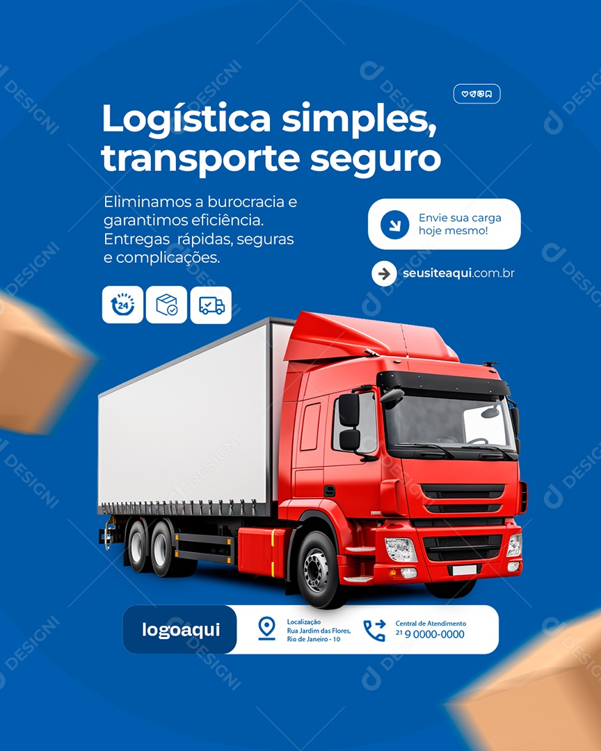 Transportadora Logística Simples Transporte Seguro Social Media PSD Editável