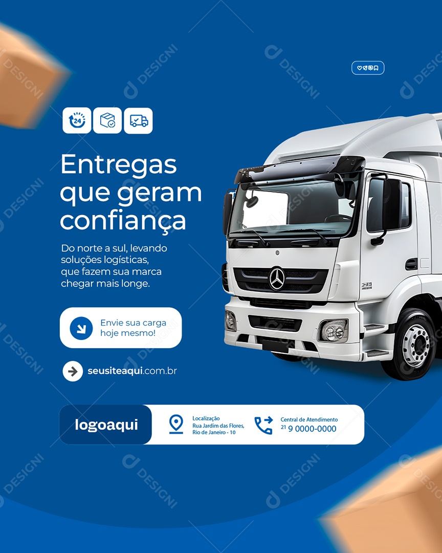 Transportadora Entregas Que Geram Confiança Social Media PSD Editável