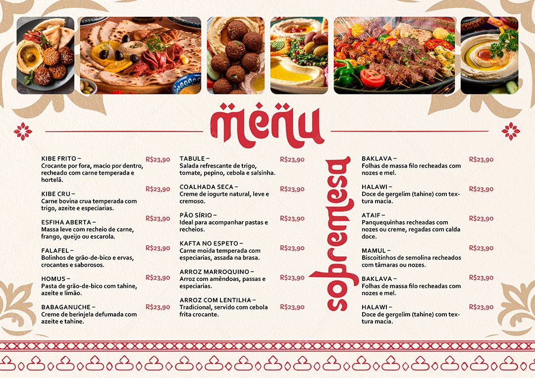 Cardápio Árabe PSD Editável