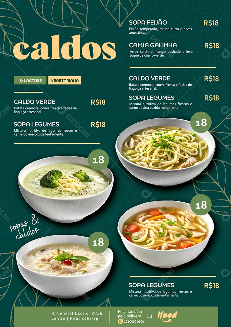 Cardápio Caldos PSD Editável