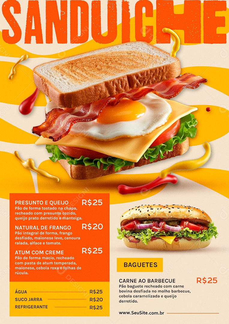 Cardápio Sanduiche PSD Editável