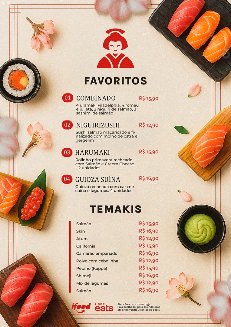 Cardápio Sushi PSD Editável