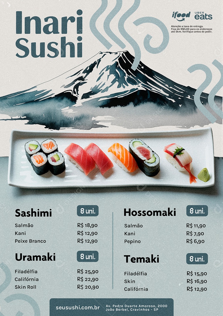 Cardápio Inari Sushi PSD Editável