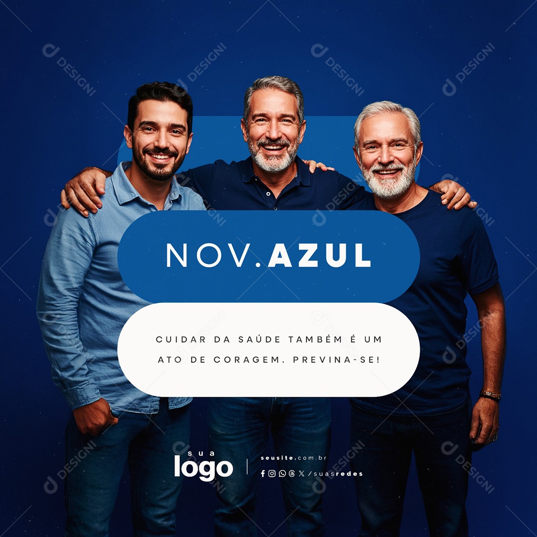 Novembro Azul Cuidar da Saúde Social Media PSD Editável