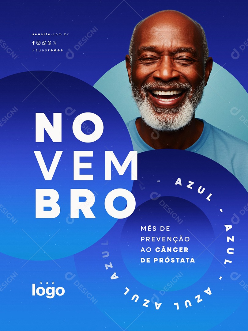 Novembro Azul Mês de Prevenção ao Câncer de Próstata Social Media PSD Editável